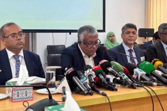 Foreign Secretary Asad Alam Siam interacted with journalists at a media briefing at the foreign ministry today. Photo: MoFA