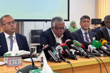 Foreign Secretary Asad Alam Siam interacted with journalists at a media briefing at the foreign ministry today. Photo: MoFA